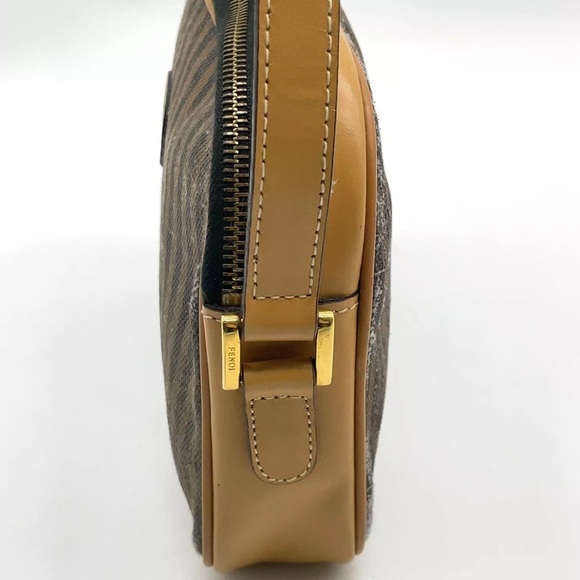 Auth Fendi  Pequin Striped Canvas × Leather Beige Shoulder Bag - Picture 8 of 16